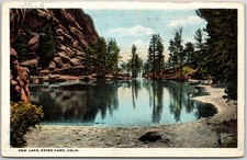 Estes Park Colorado CO, 1922 Gem Lake with Reflections, Rocky Cliffs, Postcard