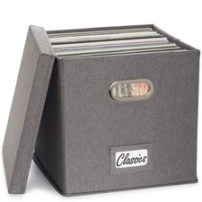 Decorative Vinyl Record Storage Box for 50 Single Records - Sturdy and Easy
