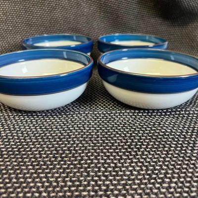 Hasami Ware Hakusan Pottery Multi Blue 4 Bowls Set, Ceramic, 12cm Diameter