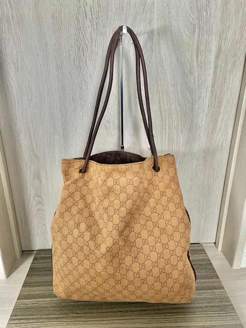 Angelic GUCCI Tote Bag GG Pattern Canvas Leather Shoulder Bag Large C-251215-13 thumbnail 2