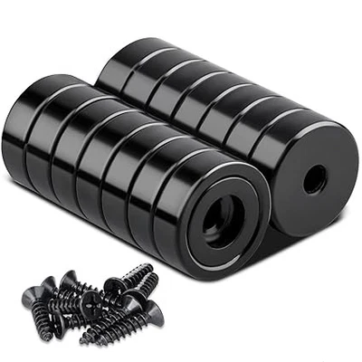 AENIENOE 14-Pack Neodymium Magnets 16mm Countersunk, 20 lb Pull, Ni-Cu-Ni Coated, Screws