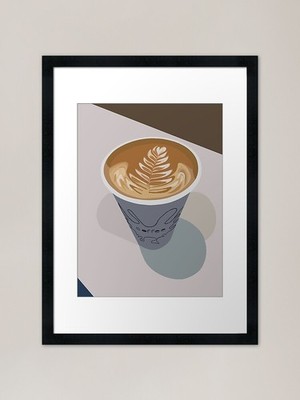 Animierter Kaffee Latte Kunst gerahmt Ar gerahmt Wandbild Poster Leinwanddruck Bild