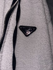 Prada White Terry Ènameled Metal Logo Hoodie Jacket