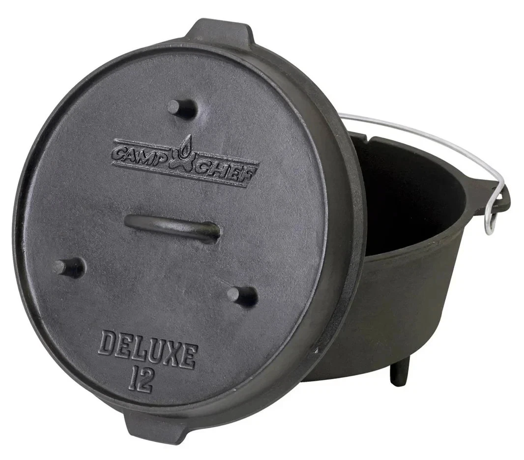 Camp Chef 14" 8 quart Double Black Seasoned Cast Iron Dutch Oven with Lid