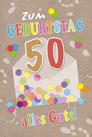 50. Geburtstag Karte Mit Briefumschlag Konfetti, Briefumschlag
