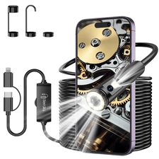 [Dual Lens] Endoscope Camera with Light, 1920P HD Borescope with 8 Adjustable LE