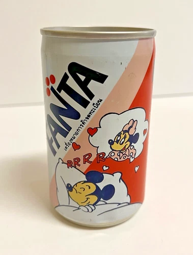 Vintage Rare 1980's Thailand Fanta Can 325 mL Mickey Mouse Mini Mouse Strawberry