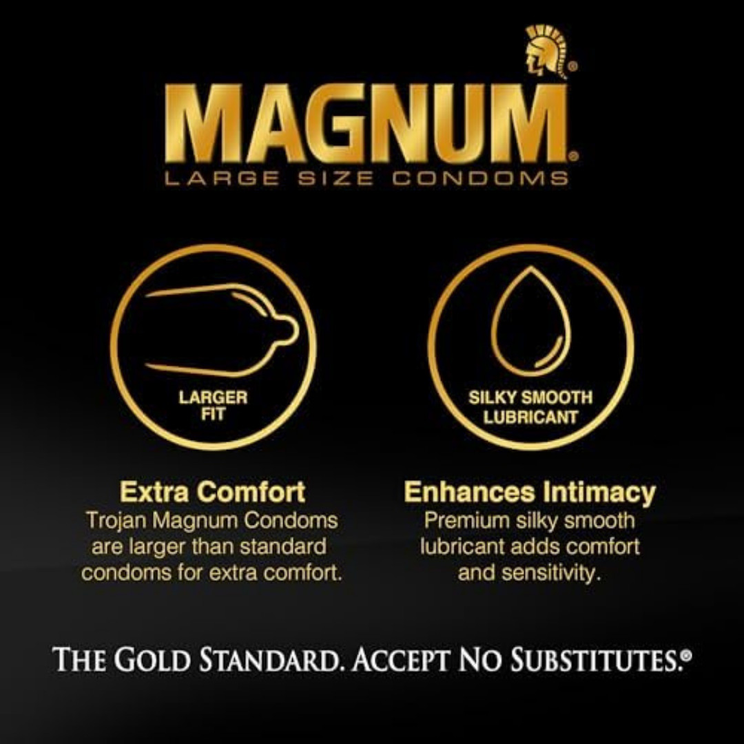 Lubricated Magnum Condoms XL Large Size - 12 Count | Free & Fast Shipping