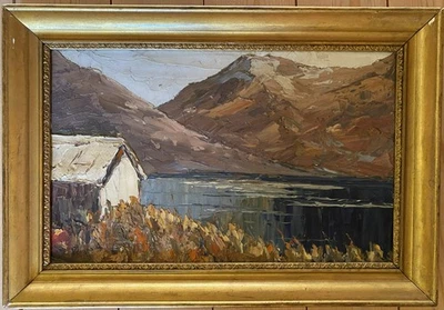 Lucien Poignant (1905-1941) « Paysage de montagne » Huile sur panneau Signée - Photo 1/4