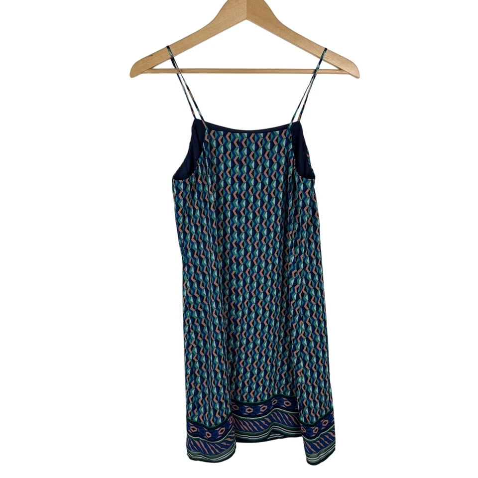 Mini Vestido sin Mangas Anthropologie Maeve Seda Estampado Geométrico Talla Pequeña Foto 4 de 4