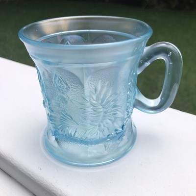 Northwood Ice Blue Dandelion Carnival Glass Knights Templar Variant Mug c. 1912