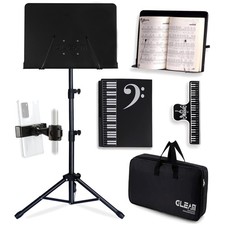 Adjustable Metal Music Stand with Carrying Bag - Black