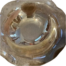 Vintage Jeannette Floragold Louisa Iridescent Glass Bowl Ruffled Rim - Floral  