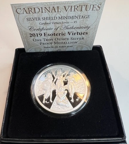 2019 Esoteric Virtues 1 Oz Silver Shield Proof W/COA