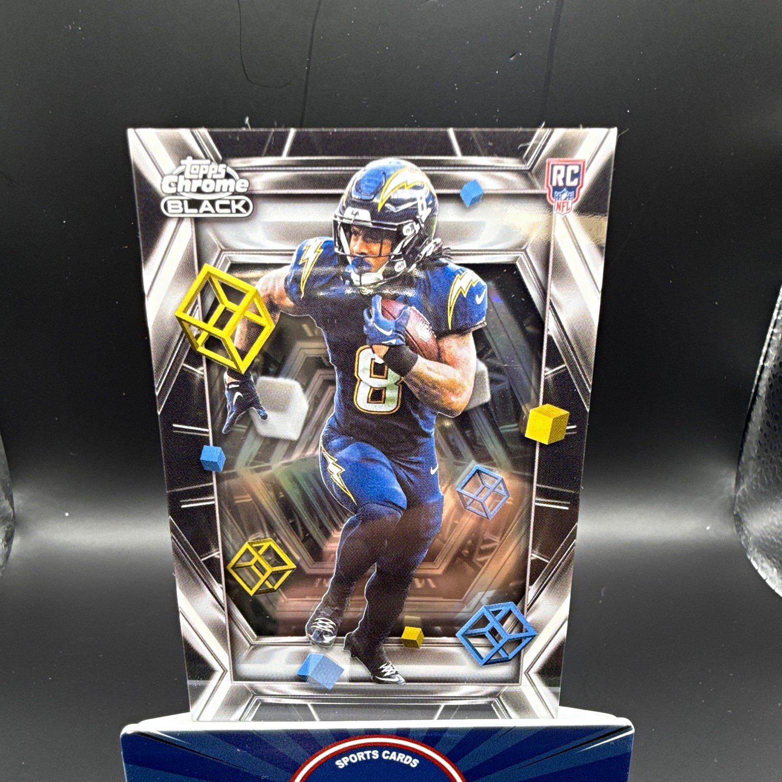 Topps 2025 Chrome Black Depths of Darkness Omarion Hampton Chargers RC DOD-17