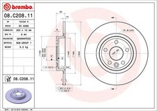 2 x BREMBO 08.C208.11 Disque de frein pour JAGUAR,JAGUAR (CHERY),LAND ROVER,LAND