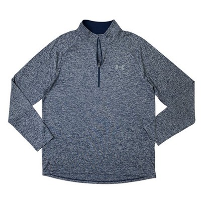 Under Armour Shirt Mens L Large Royal Blue Tech 1/4 Zip HeatGear Train Workout