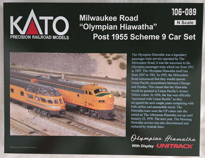 KATO 106089 N SCALE 9 CAR SET Milwaukee Road Olympian Hiawatha Post 1955 106-089