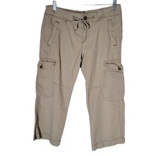 Polo Jeans Co. Ralph Lauren Cargo Crop Pants Women's Size 8 Tan Drawstring Comfy