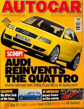 AUTOCAR MAGAZINE 10-OCT-01 - SEAT Leon 1.8 20VT, Peugeot 406 Coupe, VW Golf GTi