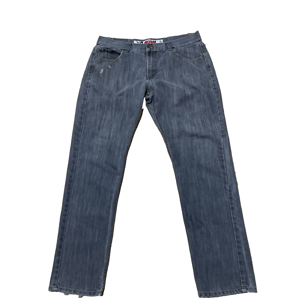 AKUMA Jeans Mens 38x32 Y2k Denim Straight Silver Wash