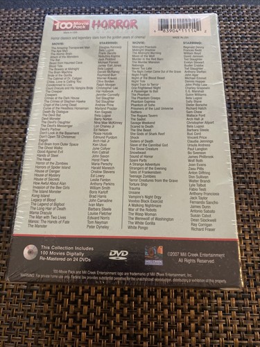HORROR CLASSICS Mill Creek Entertainment 100 MOVIE PACK DVD 24-DISC SET 2007 NIB - Picture 3 of 4