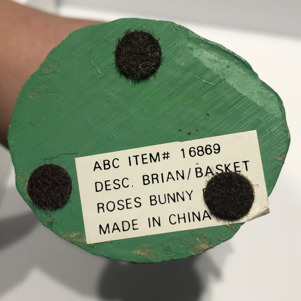 Brian Basket Roses 12” Bunny Pencil Figurine Multicolor Rabbit Easter