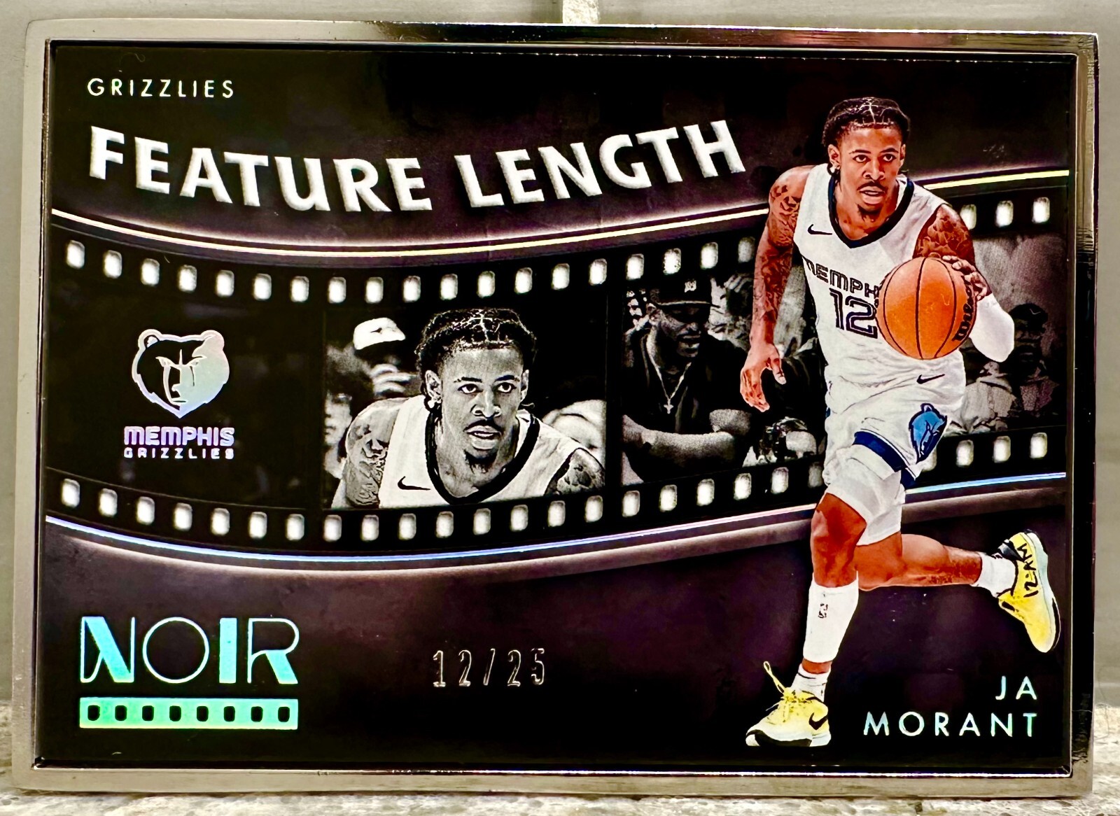 JERSEY # MATCH! 2023-24 Panini Noir Ja Morant Feature Length 12/25! METAL (1/1)!