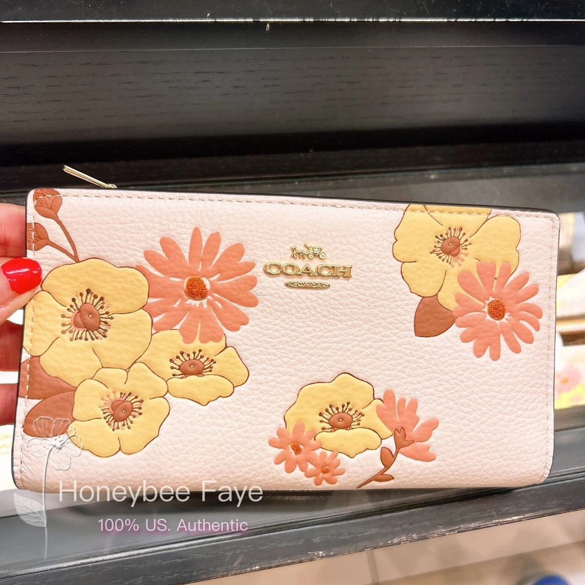 NWT Coach Slim Zip Wallet With Floral Cluster Print CH777