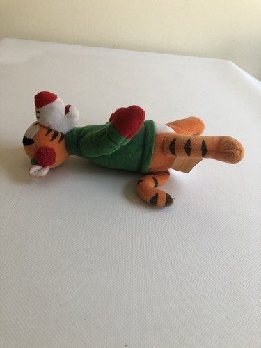 Disney Store TIGGER the tiger Plush with Snowman Xmas Sweater 9 1/2” - Picture 3 of 8