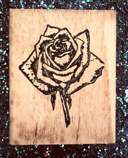 Vintage Rubber Stamp "Rustic Rose" by Good Stamps Stamp Goods  2 1/2 x 2"