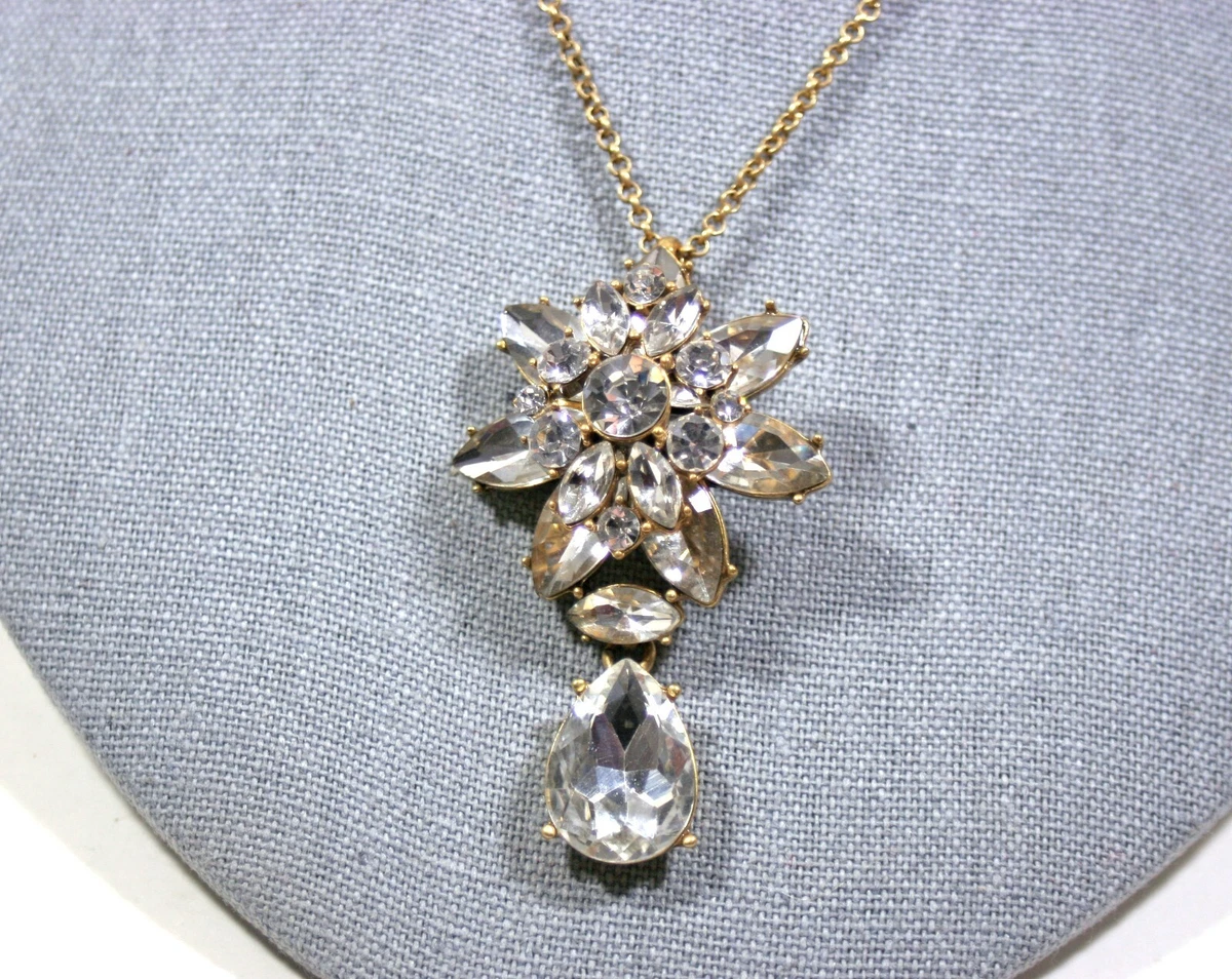 J crew crystal flower best sale necklace