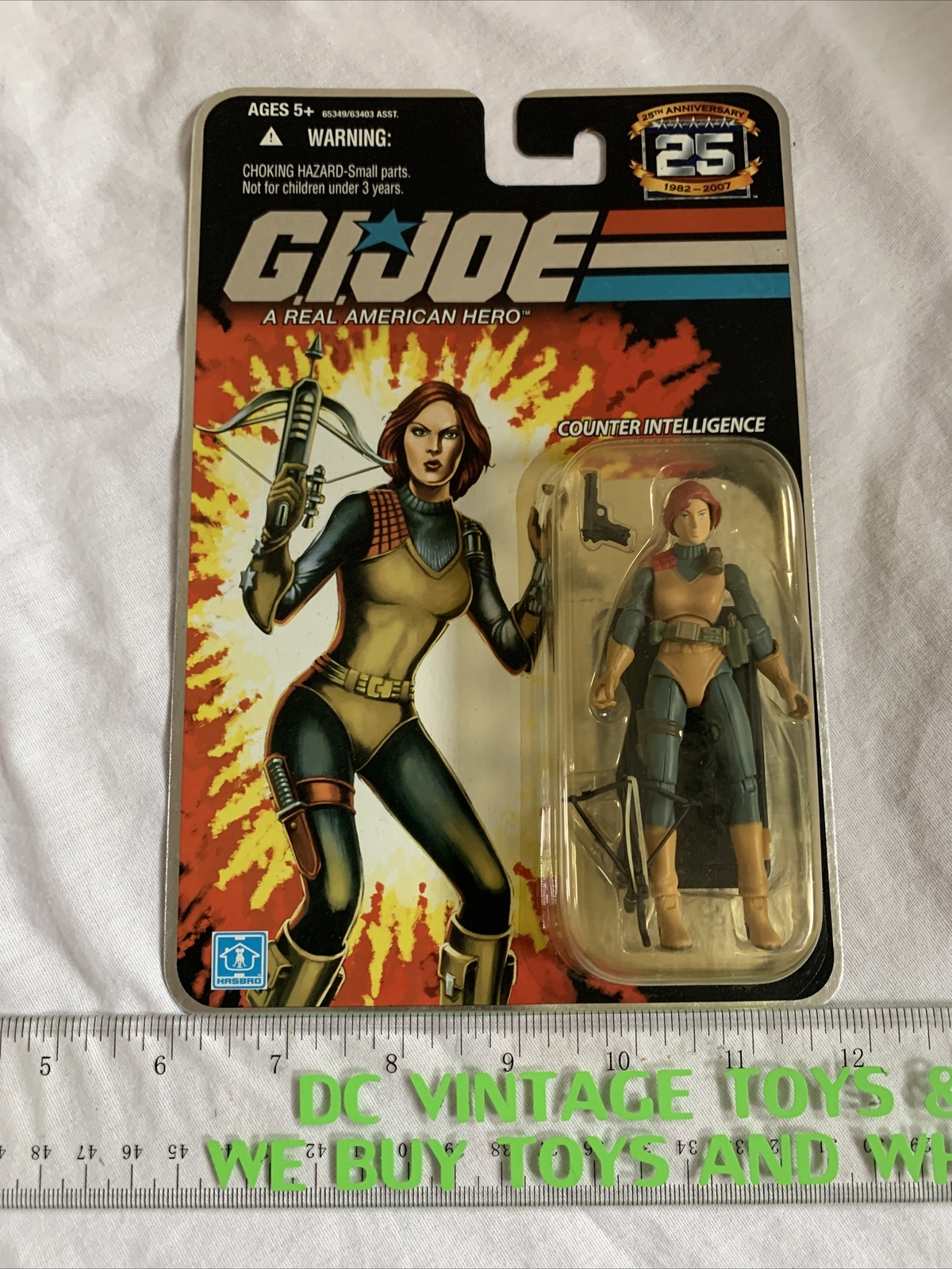 G I GI JOE 25TH ANNIVERSARY FOIL CARD COUNTER INTELLIGENCE SCARLETT FIGURE MOC