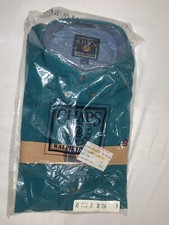 Chaps Men's Medium Teal Button Down All Cotton Shirt REAL Vintage 90s New NWT
