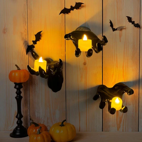 Decoraciones de Halloween montadas en la pared espeluznantes manos al alcance con paquete iluminado de 3 - Imagen 7 de 13