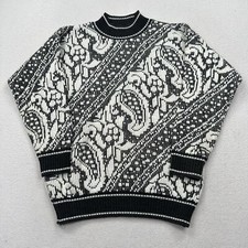VTG Garland Women's Knit Sweater Size Large Gray White Made in USA Grandma