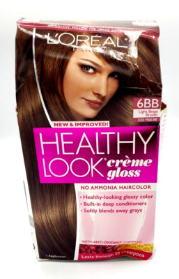 DAMAGE BOX NEW L'Oréal Healthy Look Creme Gloss Hair Color 6BB Light Beige Brown