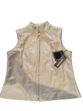 Révue Nwt Leather Size 8 Vest White Zip Up 