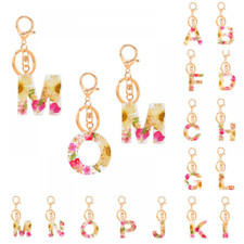 Womens Resin Letter A-Z Keyrings Colorful Keychain Charm Bag Pendant Key Rings