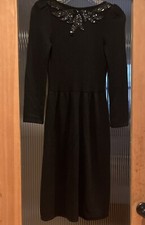 St John Black Knit Evening Cocktail Dress SEQUINS DEEP V Back 8 - 10 Vintage