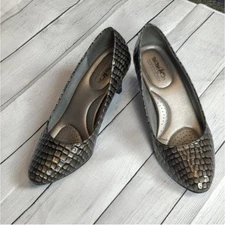 Coach and four shiny snakeskin heels size 8.5
