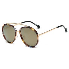 Polarized Circle Round Brow-Bar Fashion Sunglasses