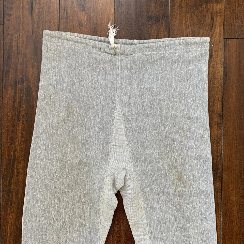 Pantalones grises de tejido inverso Champion vintage de los años 70 con capucha de un solo color en blanco RARO Foto 3 de 4