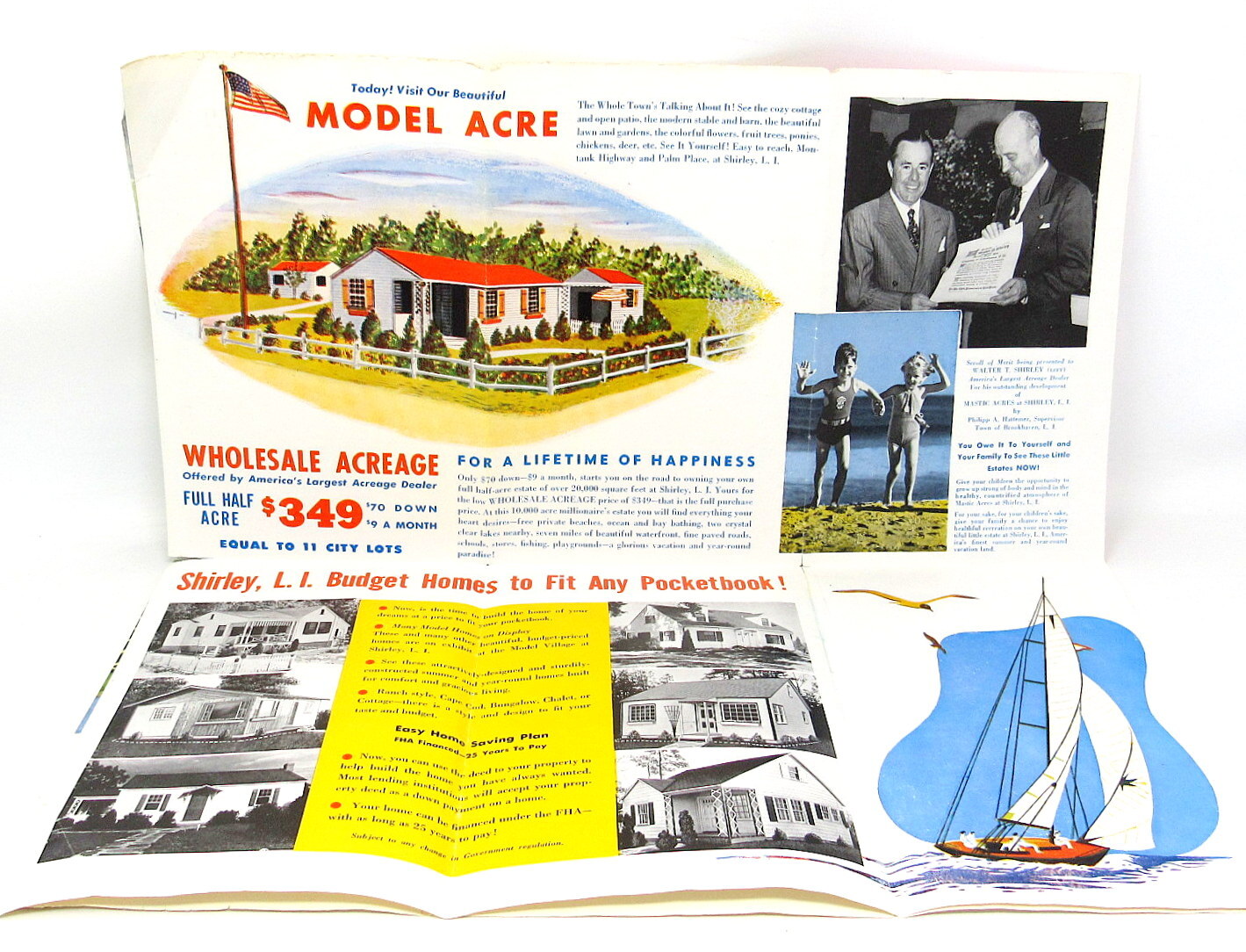 Mastic Acres Shirley Long Island New York Brochure 70+ yr Old Maps