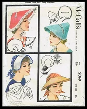 McCall's 2069 Tie-on SCARF HATS Bonnets Fabric Sewing Pattern Cap Chapeau Chemo 
