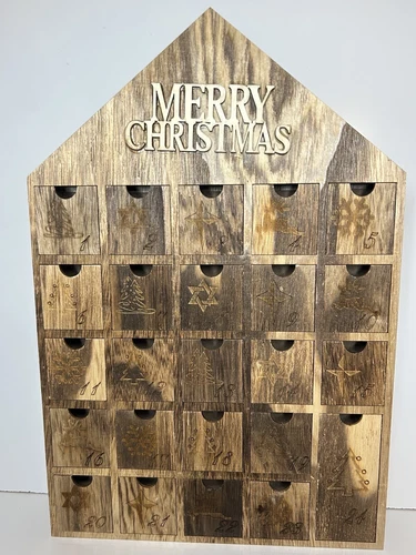 Advent Calendar Wooden Merry David Star Jewish With 24 Doors Countdown Christmas
