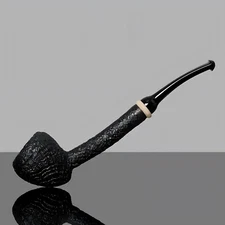 MUXIANG Handmade Briar Acorn Pipe Sandblasted Freehand Tobacco Pipe Ebonite Stem