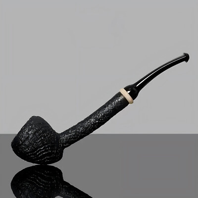MUXIANG Handmade Briar Acorn Pipe Sandblasted Freehand Tobacco Pipe Ebonite Stem