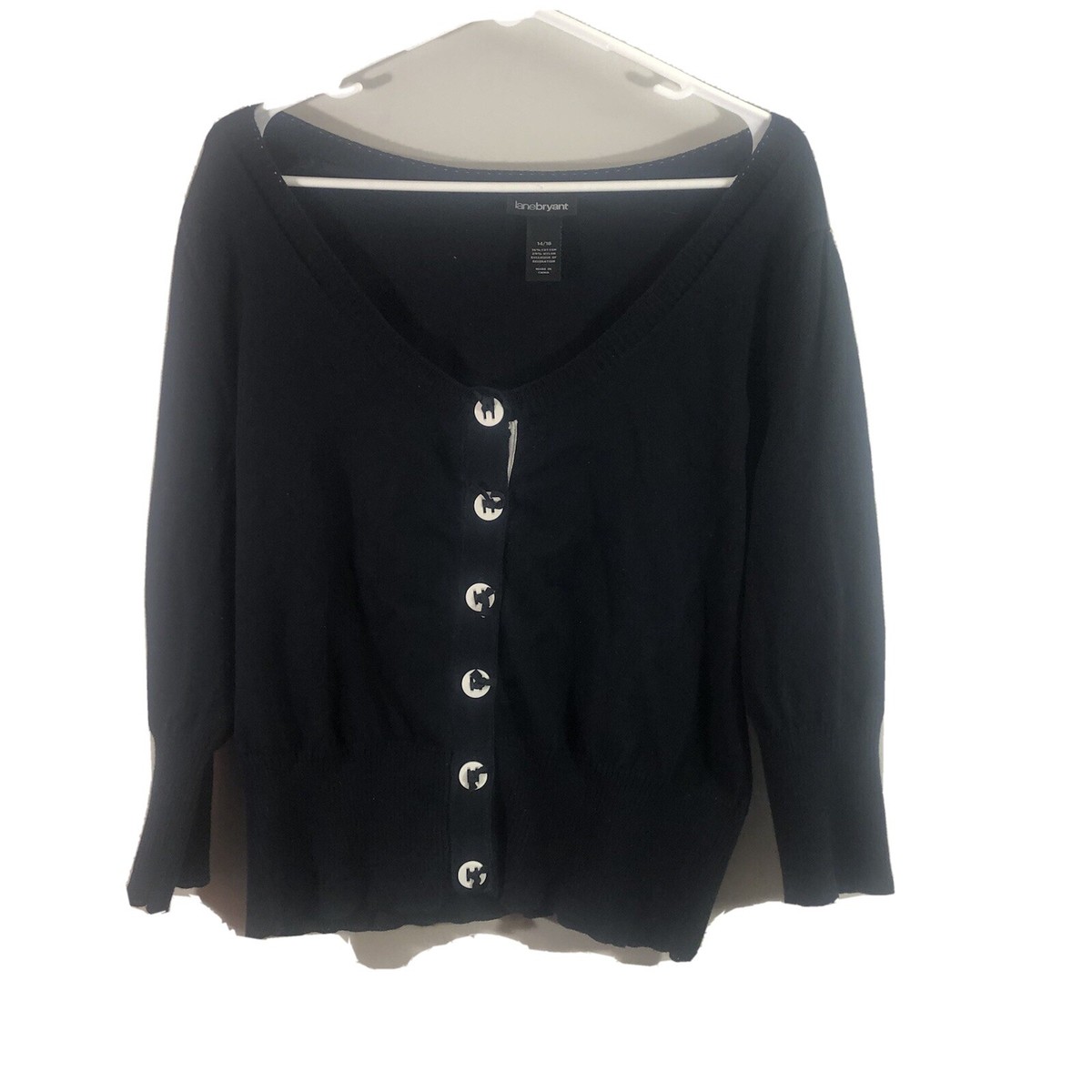 Women's Lane Bryant Black Button Up Cardigan Size 14/18 white