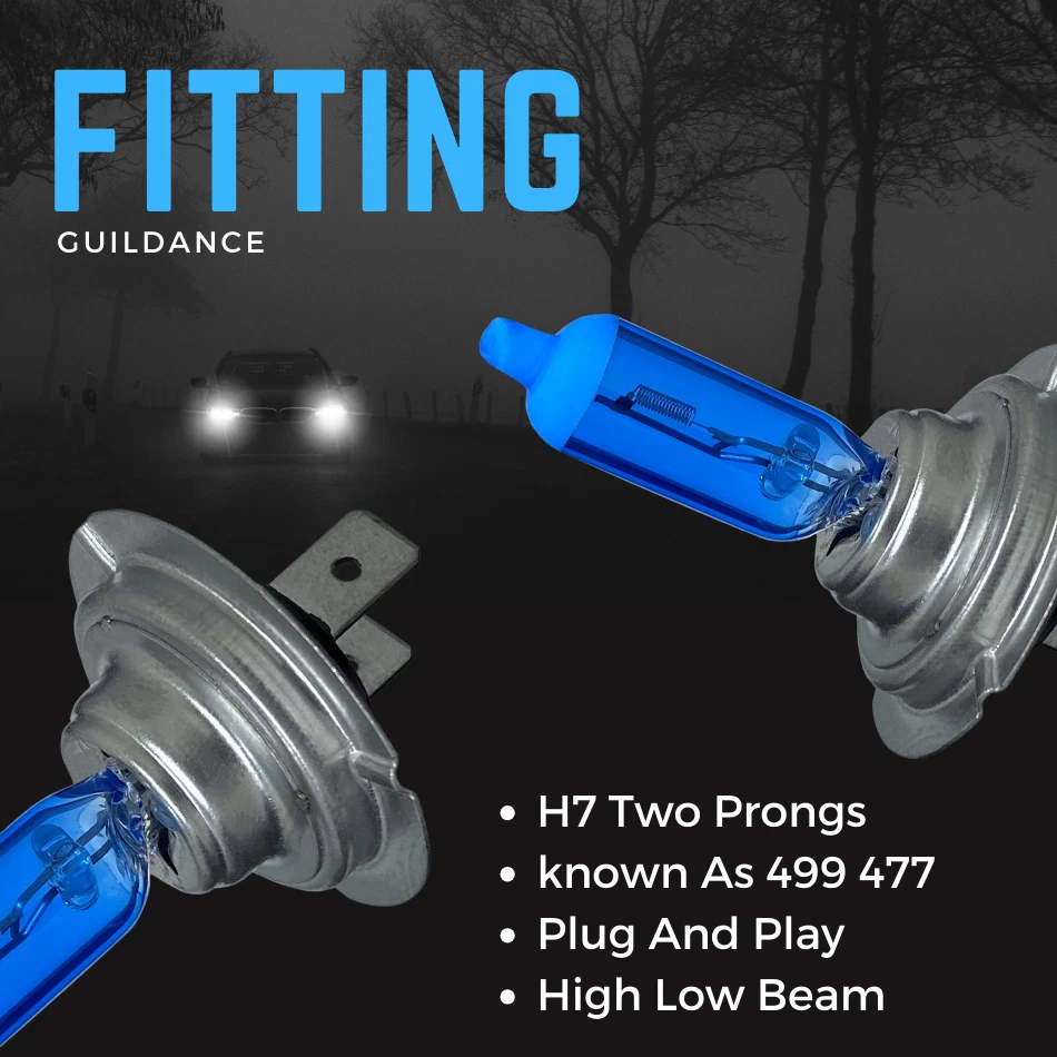 For Audi A3 8P Headlight 100w Xenon 6000k White 2009-2013 Dipped Low Beam Bulbs - Image 4 of 4